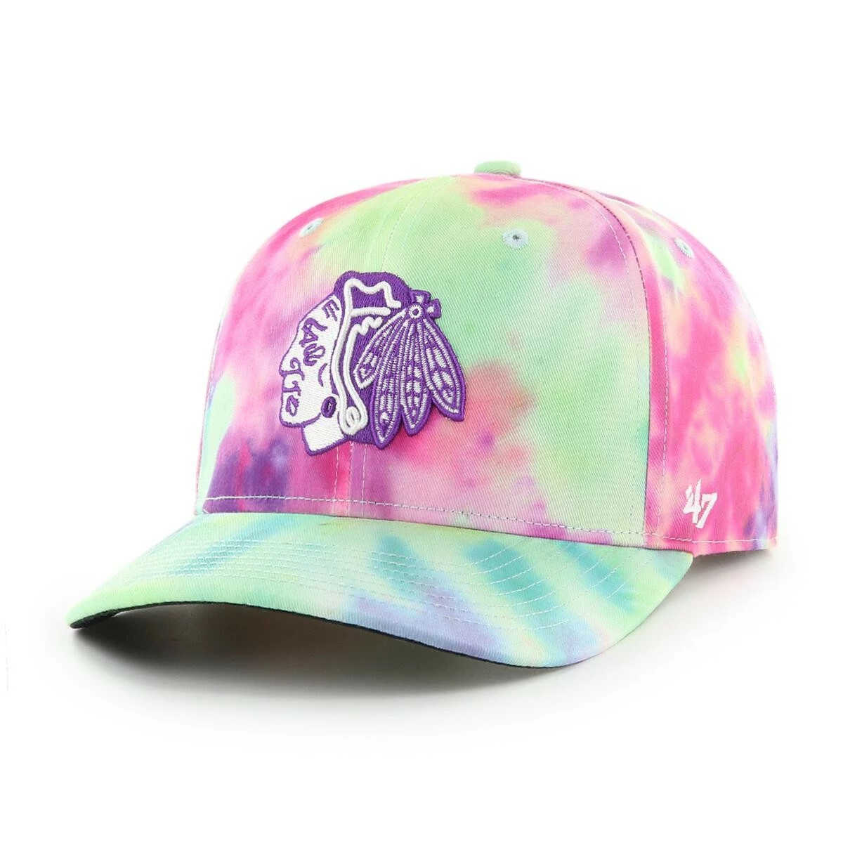 BRAND 47 Chicago Blackhawks Tie Dye Snapback H-TDMVP04PTP-WH